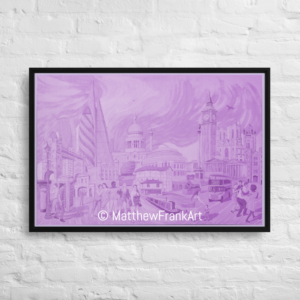 London Monochrome Canvas Framed Print