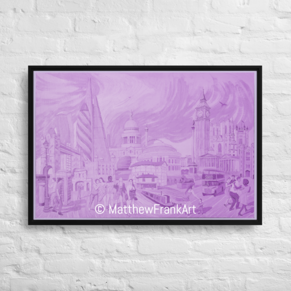 London Monochrome Canvas Framed Print