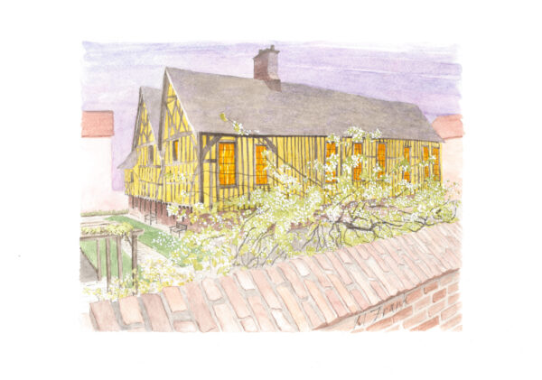Watercolour City Painting "A Tudor House in Yorkshire"